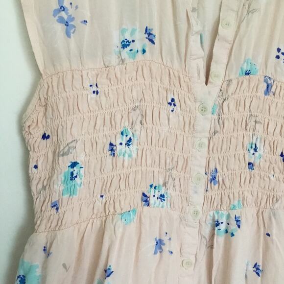 Free People Greatest Day Smocked Floral Mini Pink Dress Sz S - Picture 4 of 8